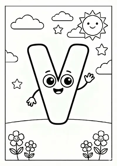Letter V to Color - Fun Kids Drawing