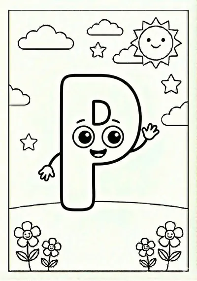 Letter P to Color - Fun Kids Drawing