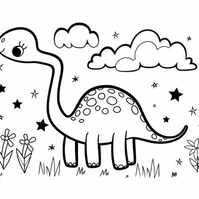 Brachiosaurus to Color - Free Drawing