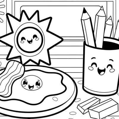 Breakfast Coloring Page - Free Printable