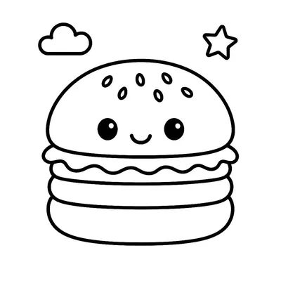 Burger Coloring Page - Free Printable