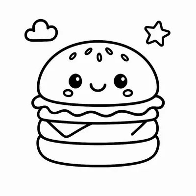 Burger Coloring Page - Free Printable