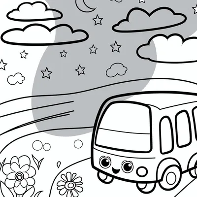 Bus to Color - Free Drawing