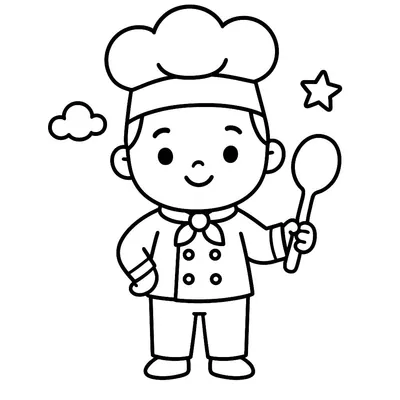Chef Coloring Page - Free Printable