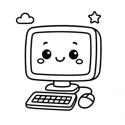 Computer Coloring Page - Free Printable