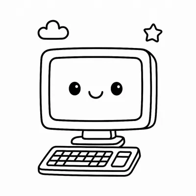 Computer Coloring Page - Free Printable