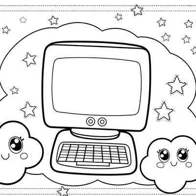 Computer Coloring Page - Free Printable