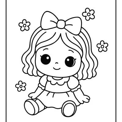 Doll Coloring Page - Free Printable