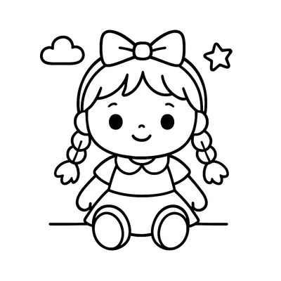 Doll Coloring Page - Free Printable