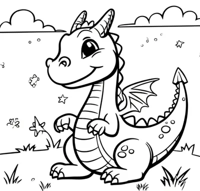 Dragon to Color - Free Drawing