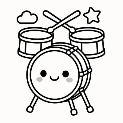 Drums Coloring Page - Free Printable