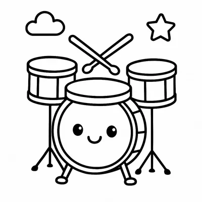 Drums Coloring Page - Free Printable