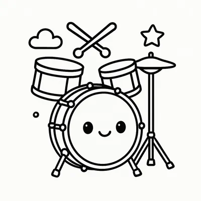 Drums Coloring Page - Free Printable