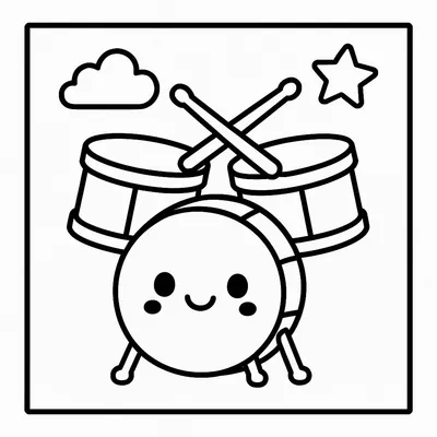 Drums Coloring Page - Free Printable