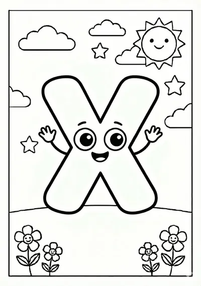 Letra X para Colorir