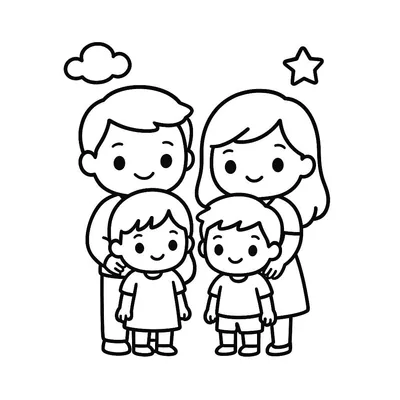 Family Coloring Page - Free Printable