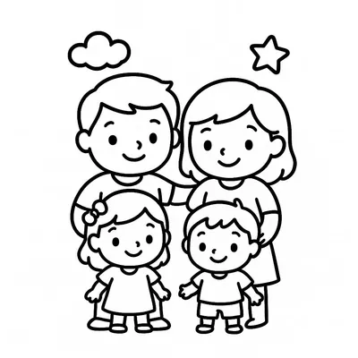 Family Coloring Page - Free Printable