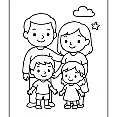 Family Coloring Page - Free Printable