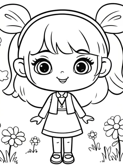 Girl to Color - Free Drawing