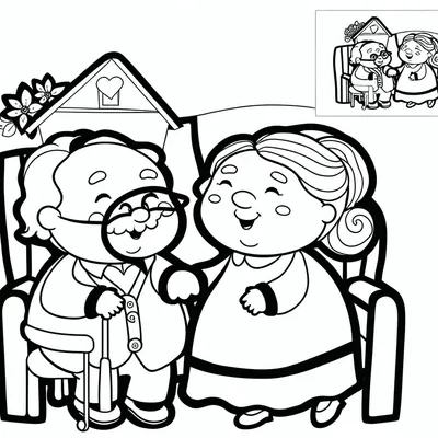 Grandparents to Color - Free Drawing