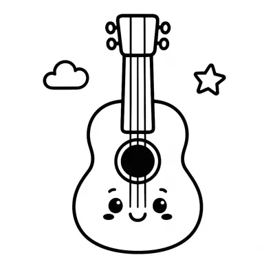 Guitar Coloring Page - Free Printable