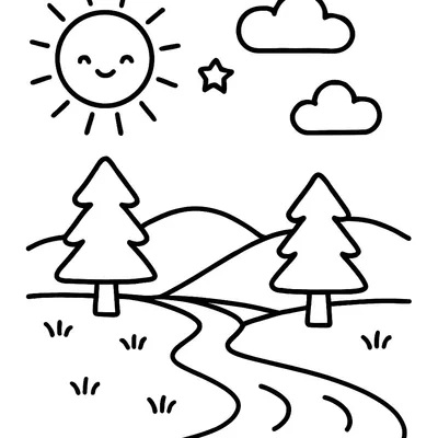 Landscapes Coloring Page - Free Printable