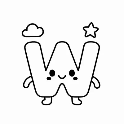Letter W Coloring Page - Free Printable