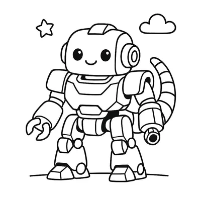 Giant Mech Coloring Page - Free Printable