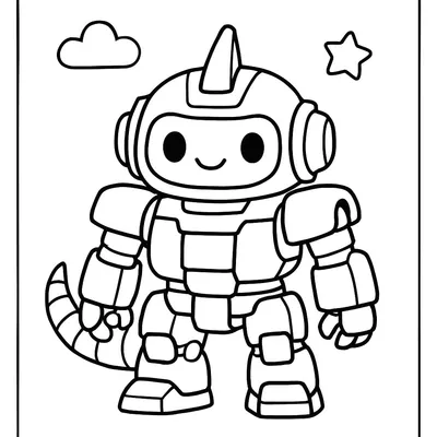 Giant Mech Coloring Page - Free Printable