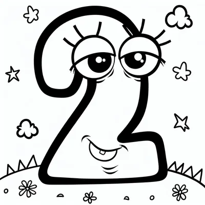 Number 2 to Color - Free Drawing