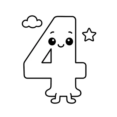 Number 4 Coloring Page - Free Printable