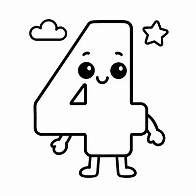 Number 4 Coloring Page - Free Printable