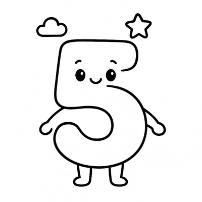 Number 5 Coloring Page - Free Printable