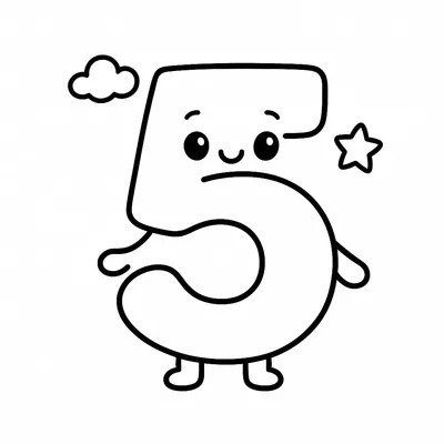 Number 5 Coloring Page - Free Printable