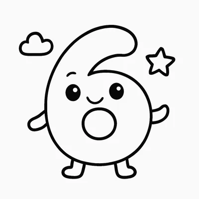 Number 6 Coloring Page - Free Printable