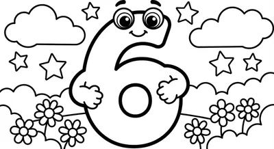 Number 6 to Color - Free Drawing