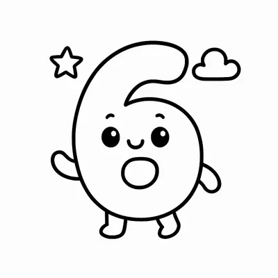 Number 6 Coloring Page - Free Printable