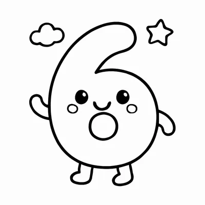 Number 6 Coloring Page - Free Printable