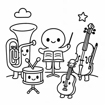 Orchestra Coloring Page - Free Printable