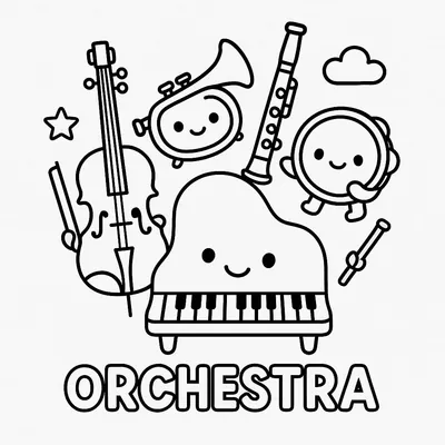 Orchestra Coloring Page - Free Printable