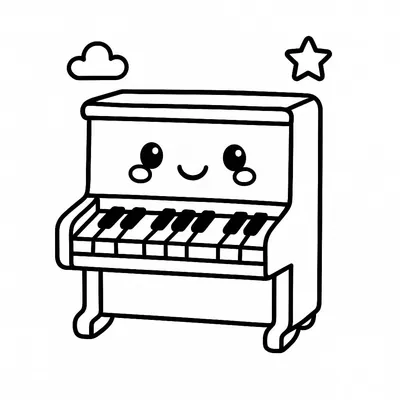 Piano Coloring Page - Free Printable