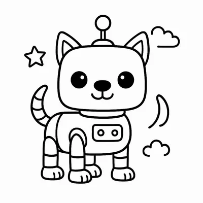 Robot Pets Coloring Page - Free Printable