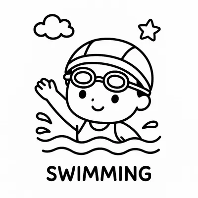 Swimming Coloring Page - Free Printable