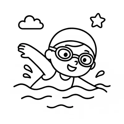 Swimming Coloring Page - Free Printable