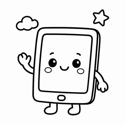 Tablet Coloring Page - Free Printable