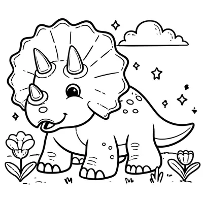 Triceratops to Color - Free Drawing