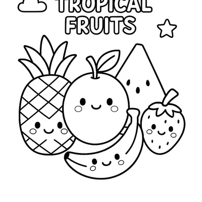 Tropical Fruits Coloring Page - Free Printable