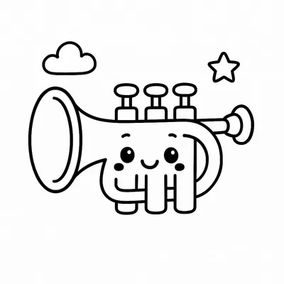 Trumpet Coloring Page - Free Printable