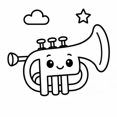 Trumpet Coloring Page - Free Printable
