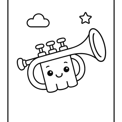 Trumpet Coloring Page - Free Printable